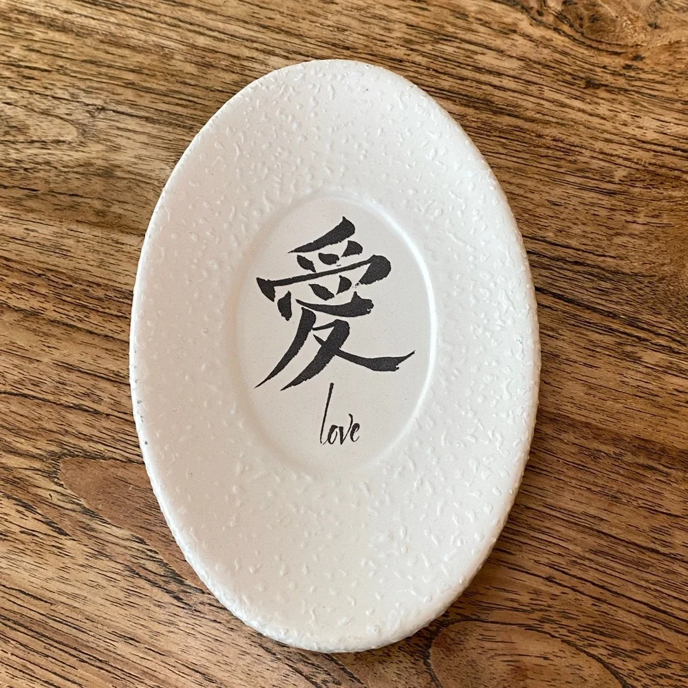 White Ceramic Happiness and Love Set